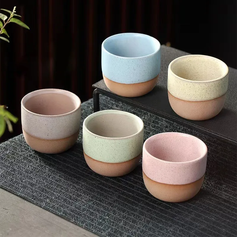 wholesale discount price cheap matte color glaze kiln change ceramic tea cup coarse pottery coffee tea cup for restaurant hotel