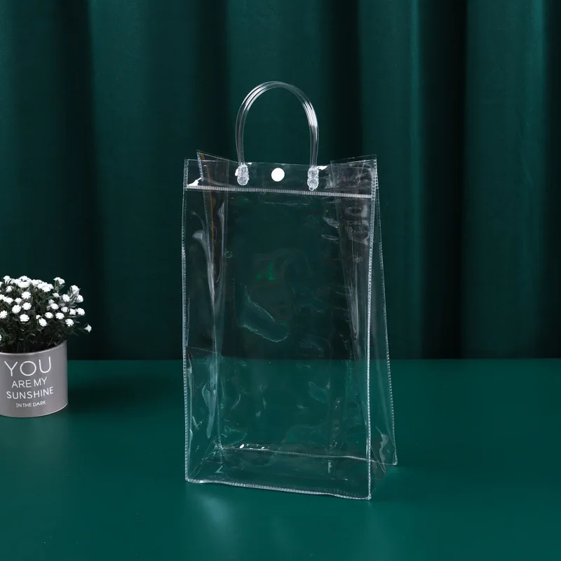 custom logo  PVC Gift Packaging snap closure plastic pvc clear bag