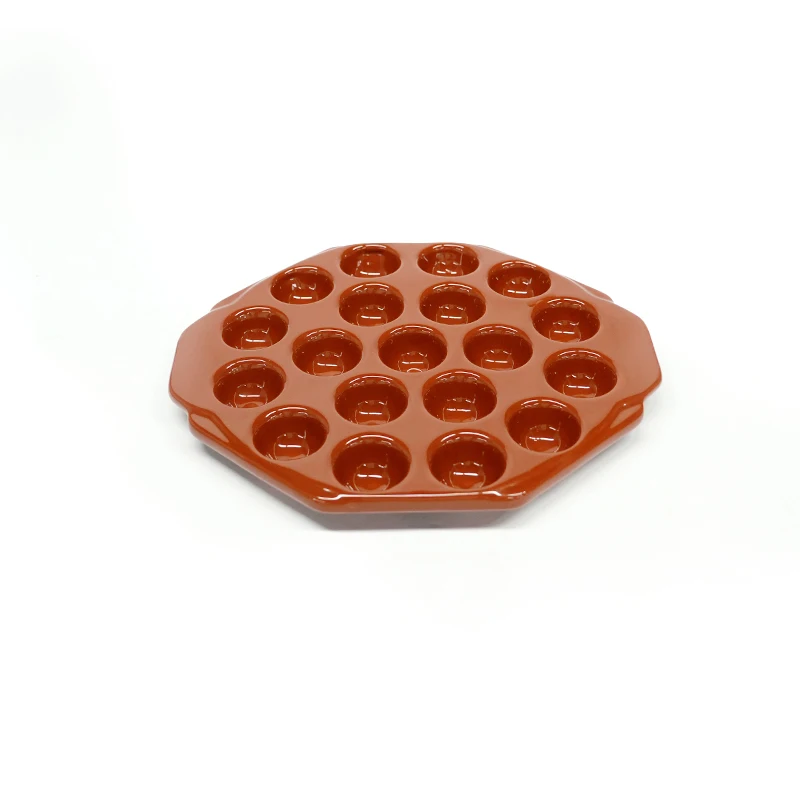 custom logo Creative 19-Grid Red Ceramic Egg Tart Tray Disposable Kiln Technique French Snail Baked Plate Dish Microwave Oven