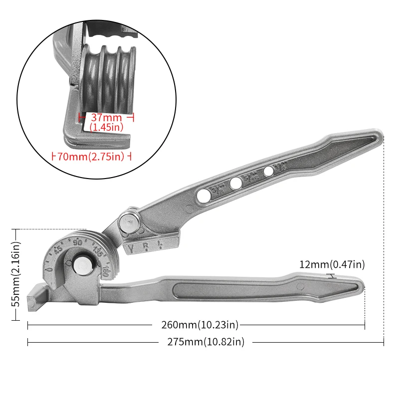 3 In 1 Pipe Bending Hand Tool Combination Tube Bender 90 180 Degree Tube Bending Machine 6mm 0.24in 8mm 0.31inch 10mm 0.39inch