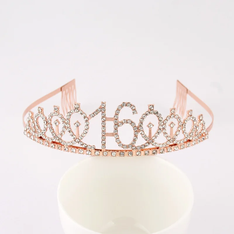 Wholesale Price Birthday Party Prom Age Digital Tiara Birthday Cake Queen Rhinestone Crown