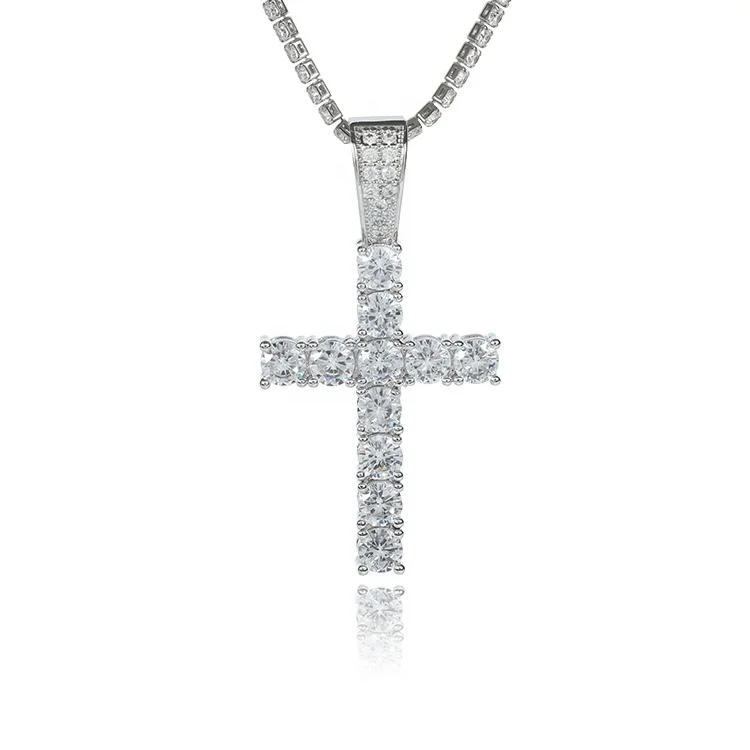 
Vintage Fashion Jewelry Hiphop Men Crystal cross necklace Pendant Micro pave diamond pendant 