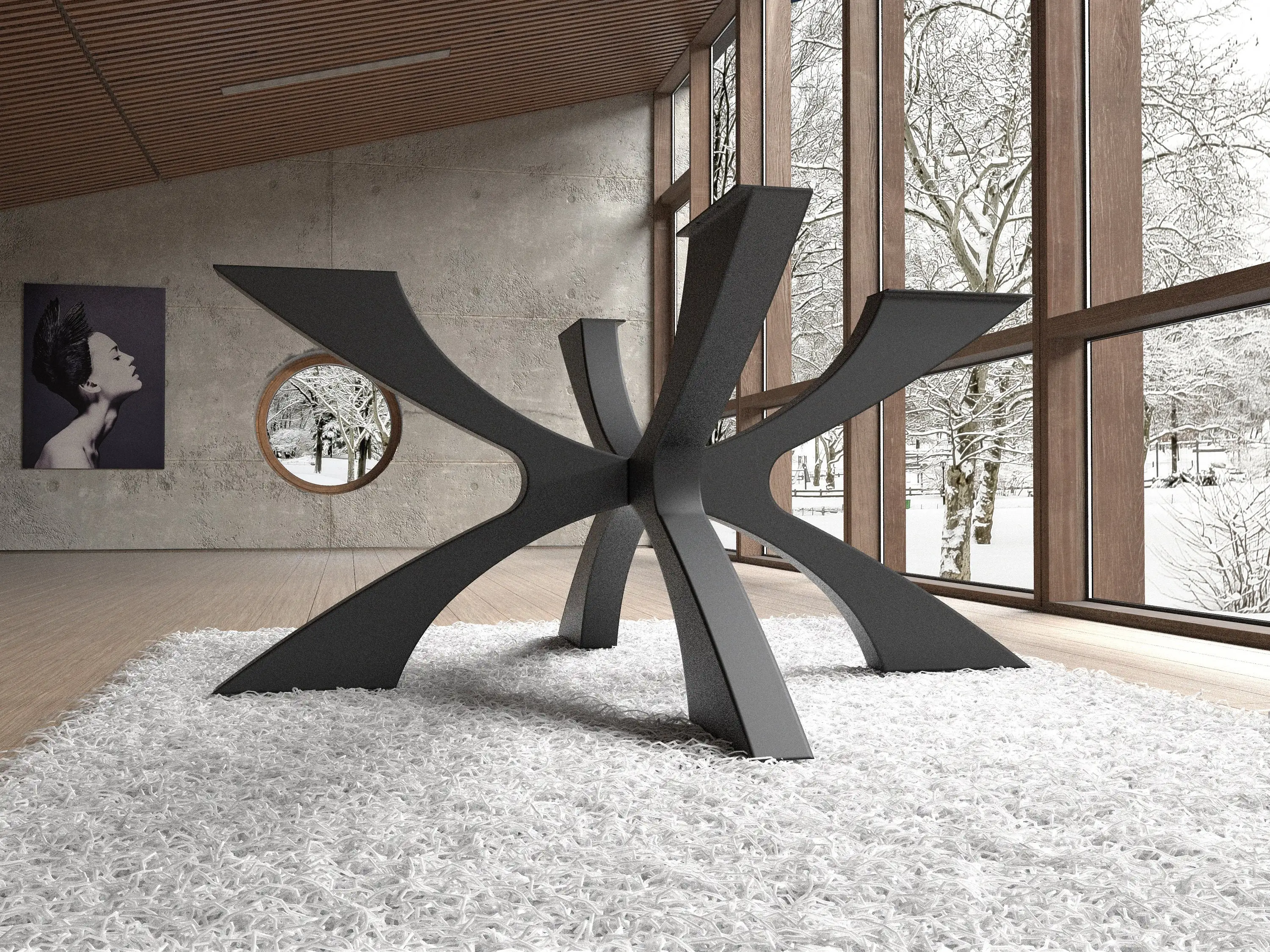 Unique Round Spider X Shape Metal Table Base Rectangular Spider Shaped Dining Table Legs Heavy-duty Metal Base