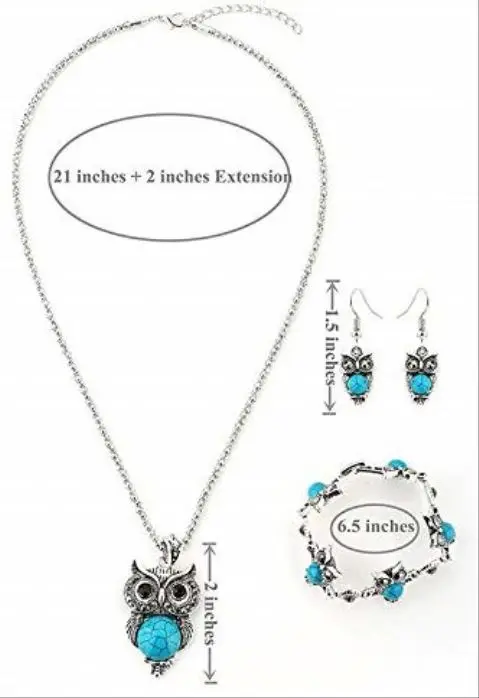  Owl Jewelry Sets Retro National Style Turquoise