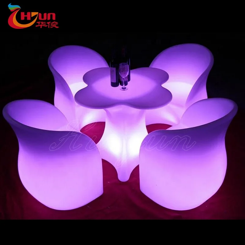 Luxury  bar led table hotel  bar table flower-shape home furniture with RGB 16 colors