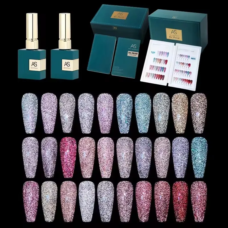 2024 China AS gel nail polish set colors candy cat eye glitter pink wholesales nail supplies nude UV gel nail polish set