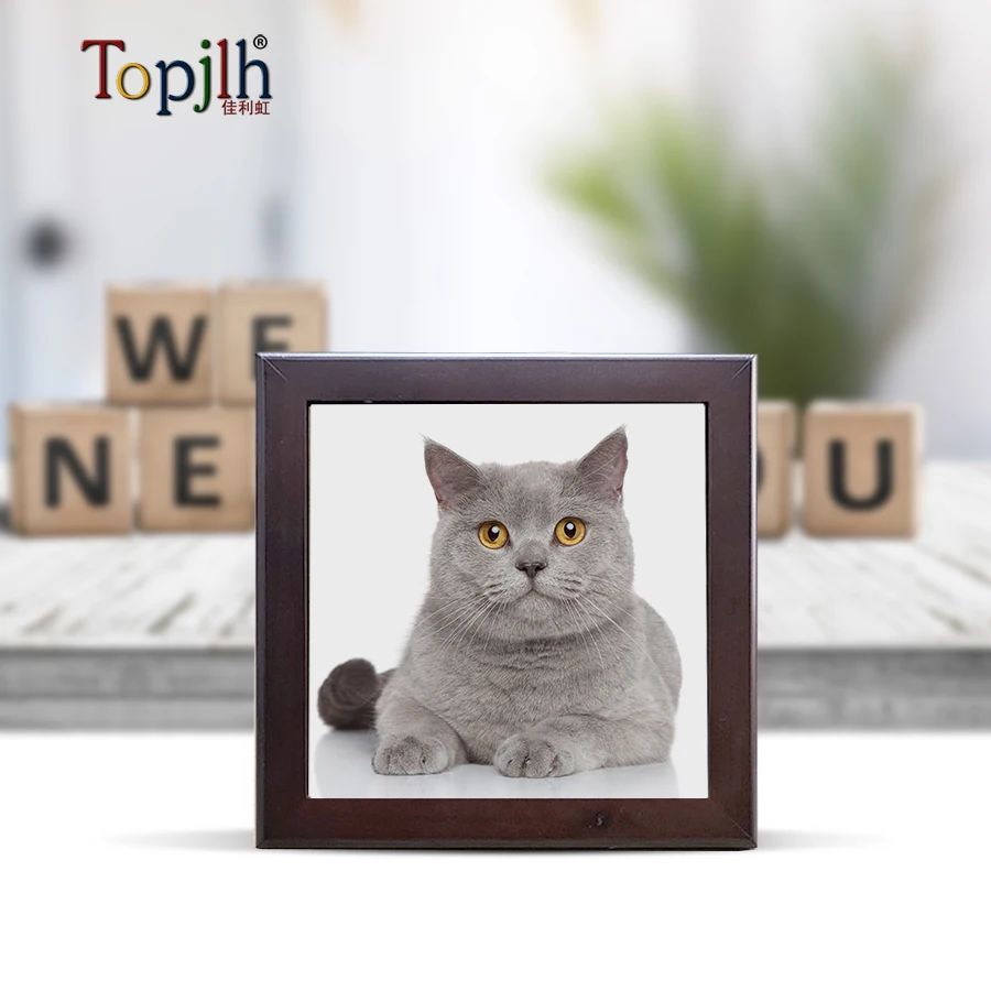 Topjlh Высококачественная Оптовая продажа на заказ 10 8*10 8 см керамическая плитка фоторамка для настенного декора деревянная