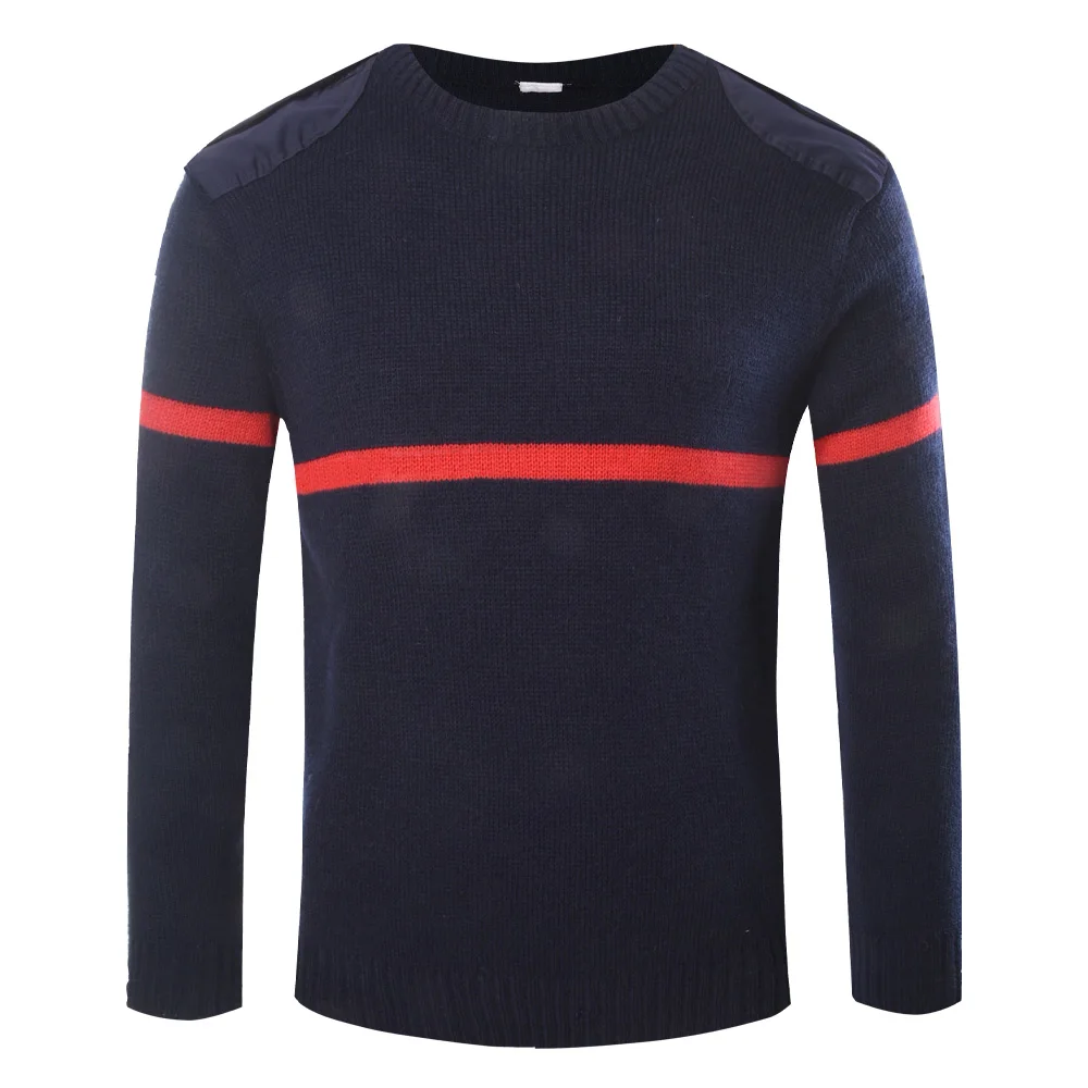 XINXING Custom Deep Blue Crew Neck Tactical Jumper Shoulder Patch Knitting Wool Jacket Winter Outdoor Duty Sweater