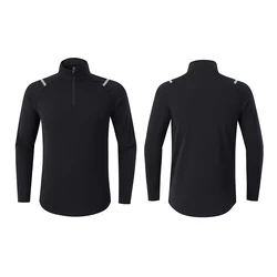 1/4 Zipper Men Active Quick Dry Crew Neck T Shirts Athletic Running Gym Workout Long Sleeve Tee Top For Sportswear