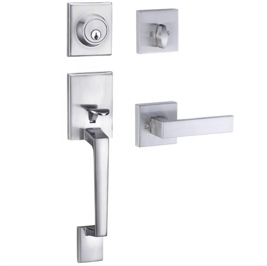 KEYMAN American Exterior Main Door Grip Entry Handleset Gripset Single Cylinder Deadbolt Zinc Alloy Lever Door Gate Lock