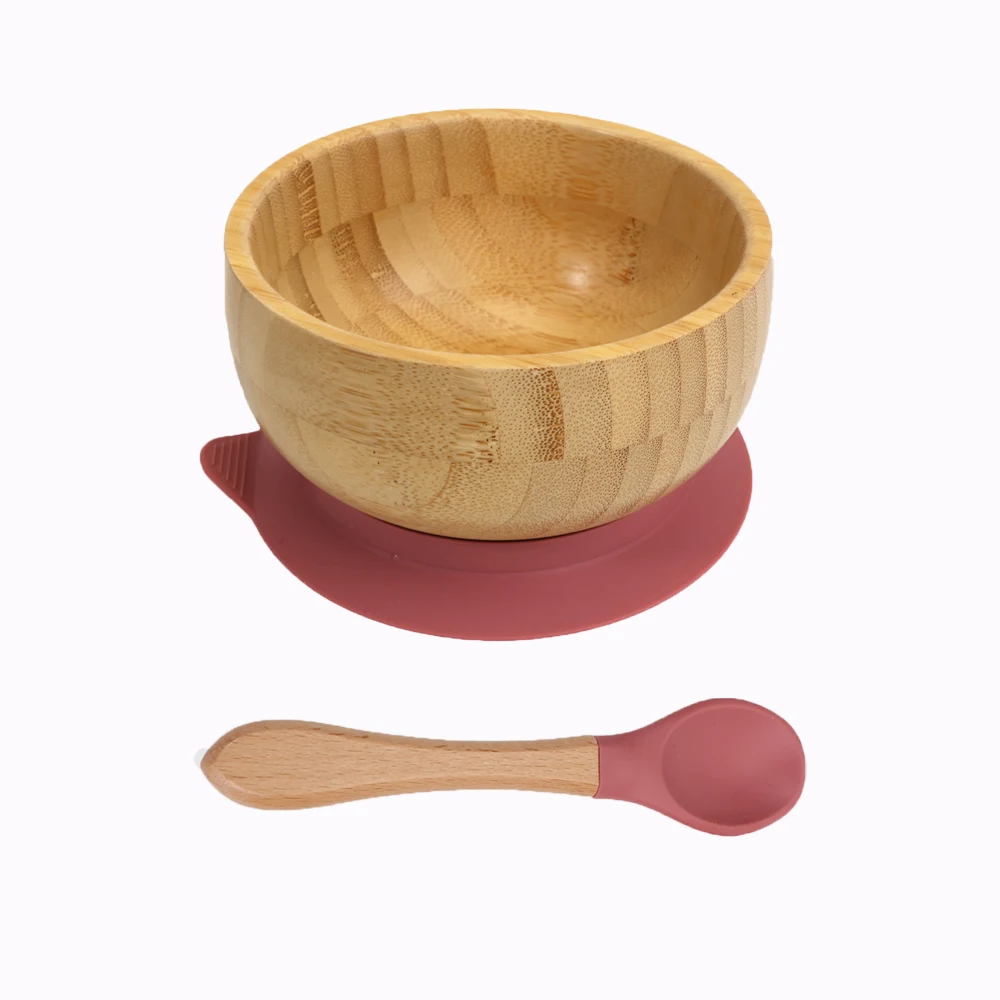 eco friendly new product ideas baby bamboo bowls spoon baby feeding set with silicone suction