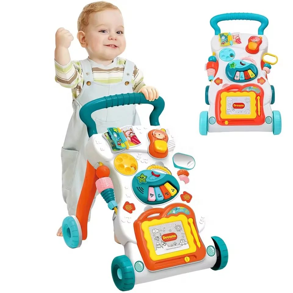 2 in 1 baby learning walker with light and music push trolley toys Gift for Toddlers multifunctional education baby walker