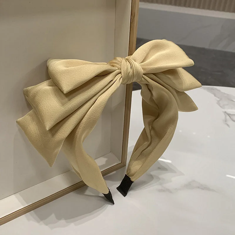High quality vintage princess bows headband oversized bow headband satin bowknot headband girls