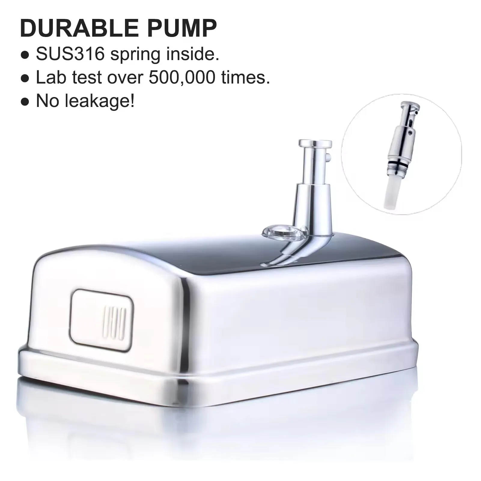 Bathroom leak proof liquid pump wall mounted stainless steel commercial soap dispenser