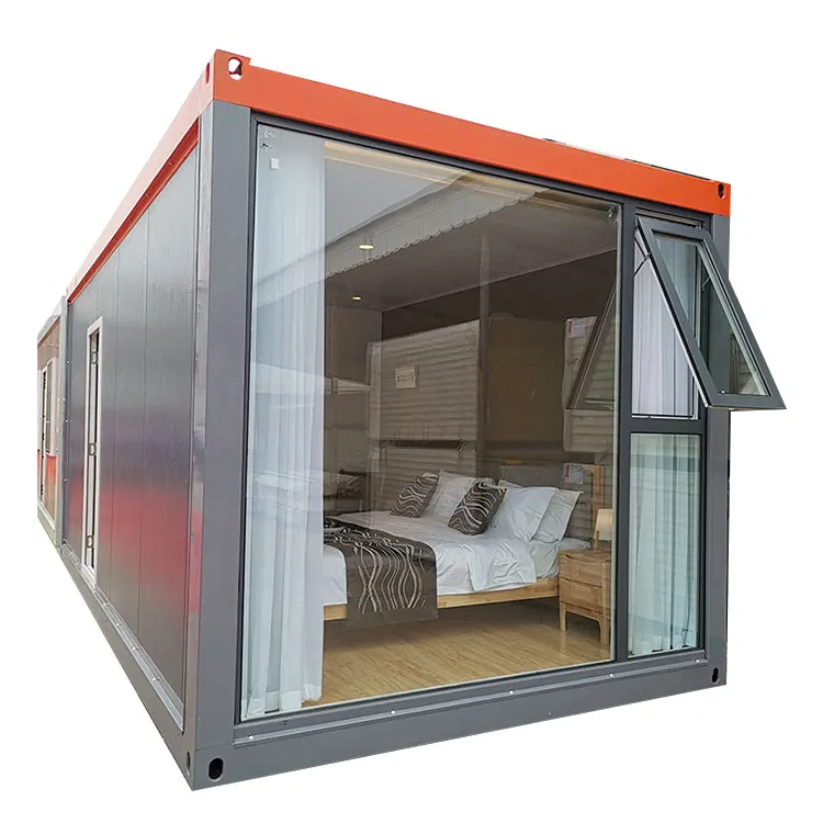 Longhe 26Sqm Prefab House Container House with One bedroom Open Kitchen French Windows Modular Luxury flat
