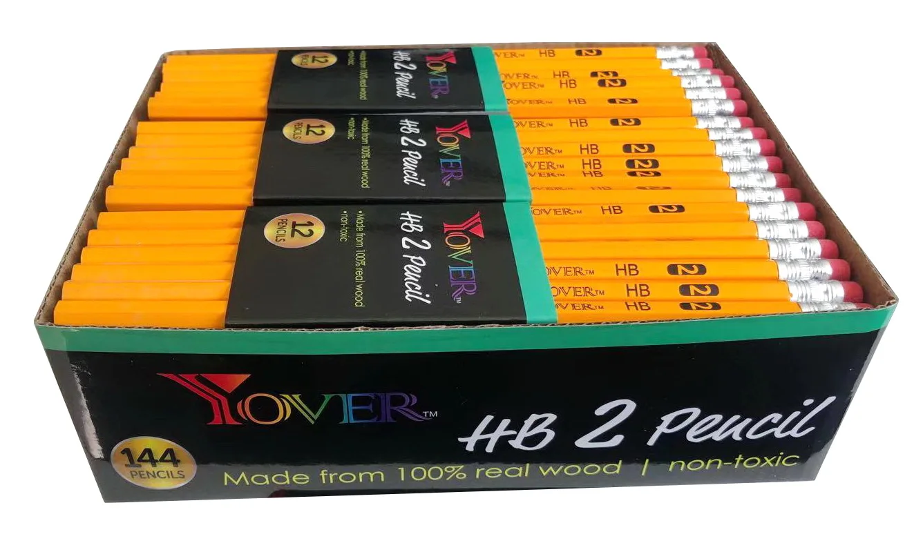 Yellow Pencil with Eraser on top No.2 HB Sketching Pencil With Red Eraser