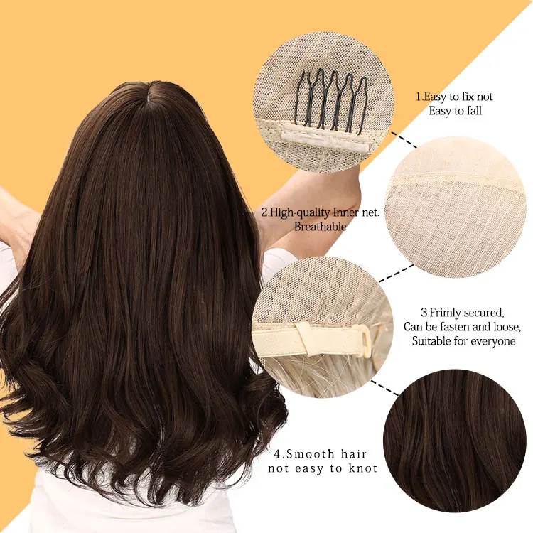 20 inch black brown synthetic wig bob wig with bang long brown wigs for women SM8012