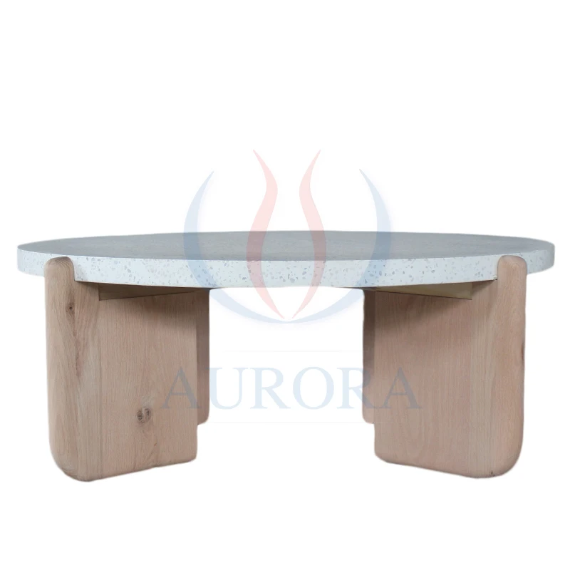 Wholesales Price Made In Vietnam Concrete Outdoor Coffee Table Mix Material Outdoor Furniture Wood Concrete Table Factory Price