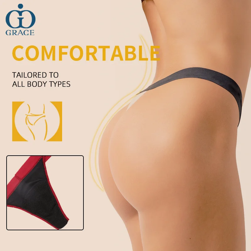Four Layers High Elastic Super Absorbent Postpartum Leak Proof Period Tangas Incontinence Washable G-String Menstrual Thong