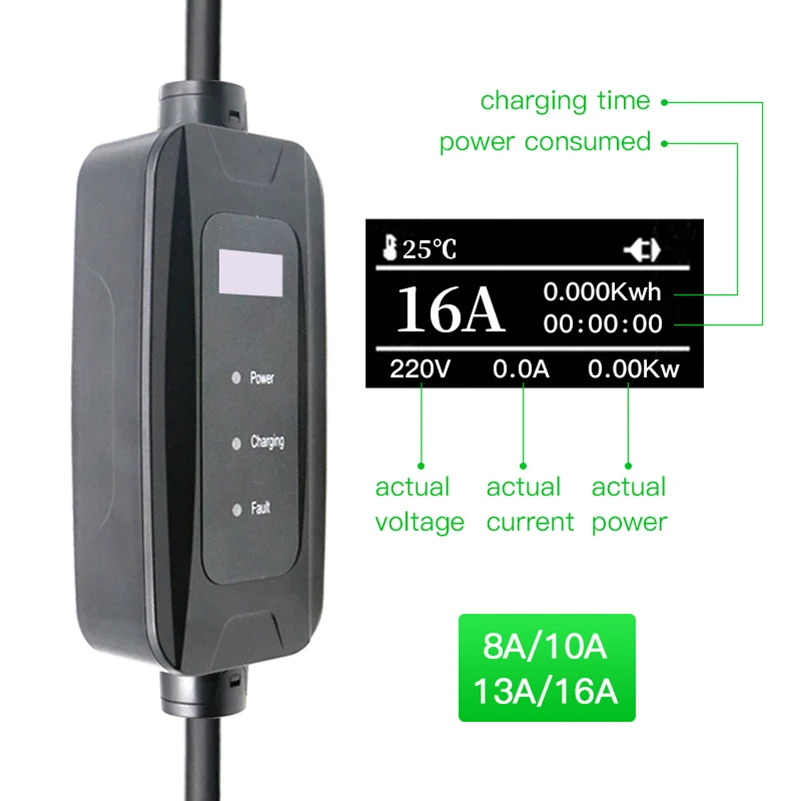 16 А evse режим 2 ev Зарядка Тип 1 j1772 ac зарядное устройство