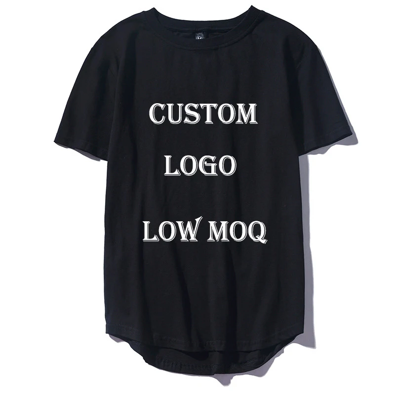Custom France French curved hem thumb hole cuff long drop t shirt