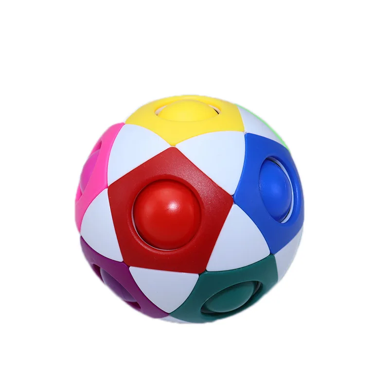 Football Rainbow Ball Cube  Stress Reduction Brain Gain Puzzle Toys 12-hole intelligence toy decompression magic ball