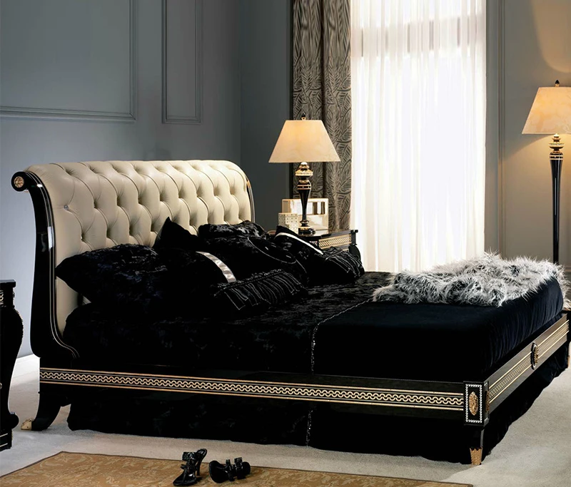 European Royal style Double solid wood bed  1.5, 1.8 m single classic queen bed Luxury antique king bed