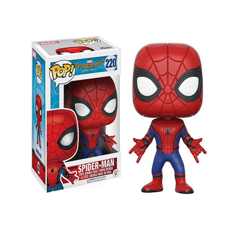 Spiderman kids toys FUNKOs POP 222# Super Hero Homemade Suit Collection Model Toys PVC Action Figure Toys For Children Gift
