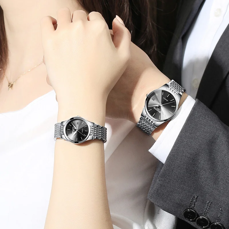 Business casual lovers watch contracted double calendar luminous three stitches waterproof Shi Yinggang table