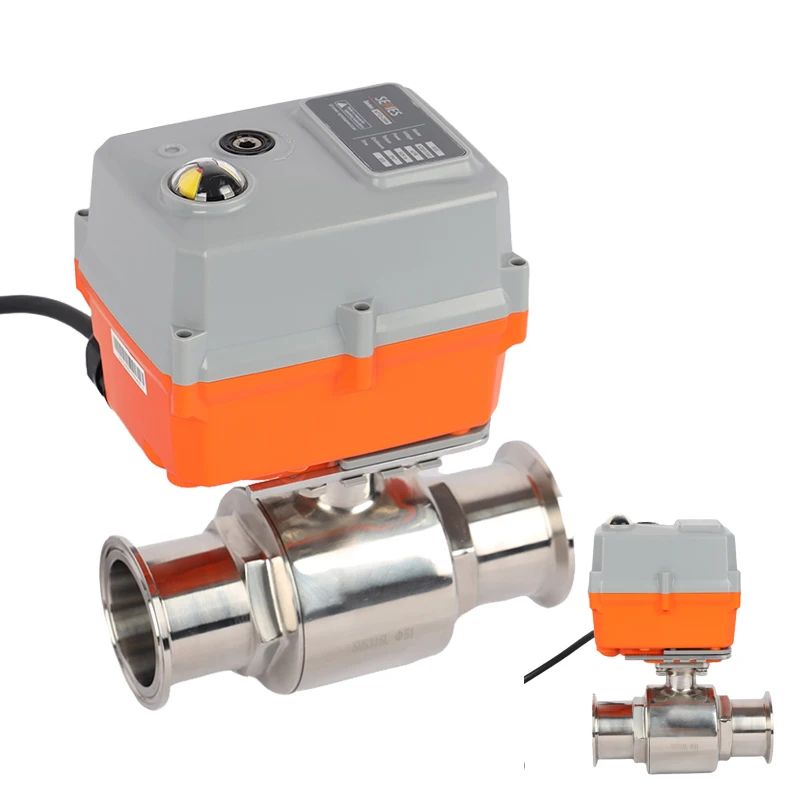 2 inch 4 inches 12V 2 Way Stainless Steel Sanitary Water Control Motorized Valve Electric Actuator Ball Valve