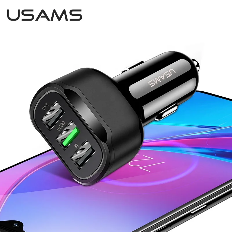2020 USAMS US-CC100-1 C17 3USB зарядка автомобильное зарядное устройство QC3.0 быстрое для мобильного телефона