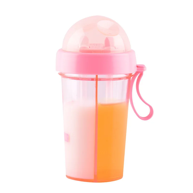 Hot Sale 420ML/600ML Portable Dual Use Plastic Water Bottle With 2 Straws