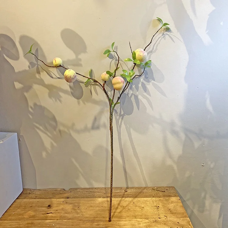 Simulation fruit peach dry and long branches for home accessories decoration fruit branches peach branches