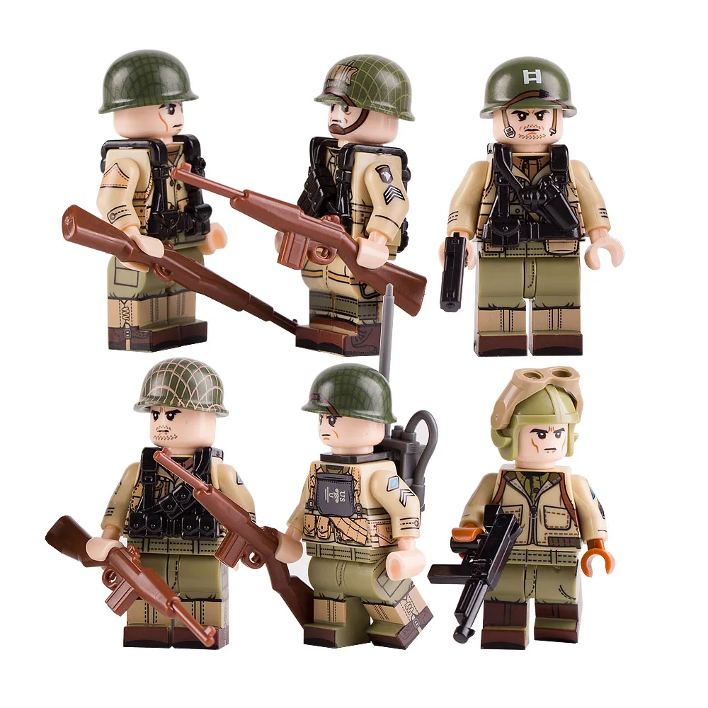 Military legoinglys army building blocks ww2 officer U.S. soldier action mini figures diy assembled toys