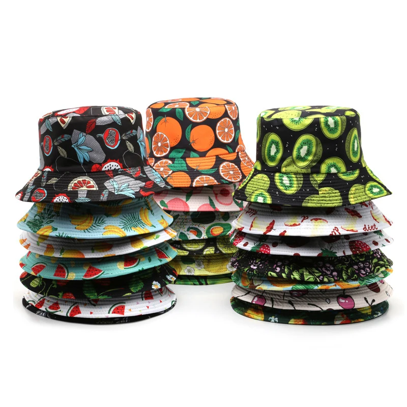 Spring Autumn Custom New Creative Digital Printing Multiple Designs Double-Sided Fisherman Hat Basin Bucket Hats