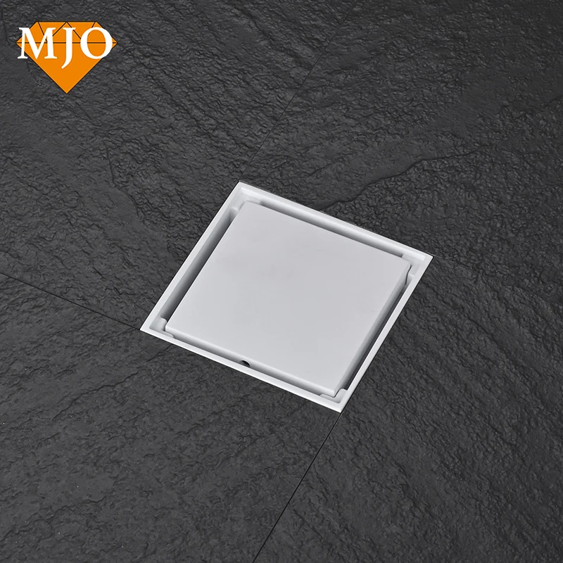 Square White Brass Floor Drain for Hotel Bathroom with Anti-odor Function