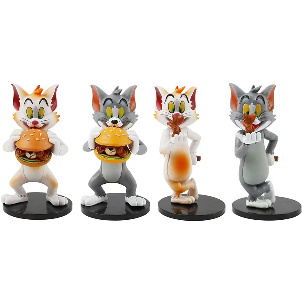 Wholesale 4pcs 10.5cm Tom and Jack Plastic Figure Animal Cats Mouse Jerry PVC Figurine Doll Toys For Cake Topper