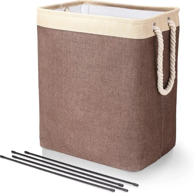 Large Laundry Basket Collapsible Laundry Bag Cotton Linen Laundry Hamper Folding Washing Bin for Clothes