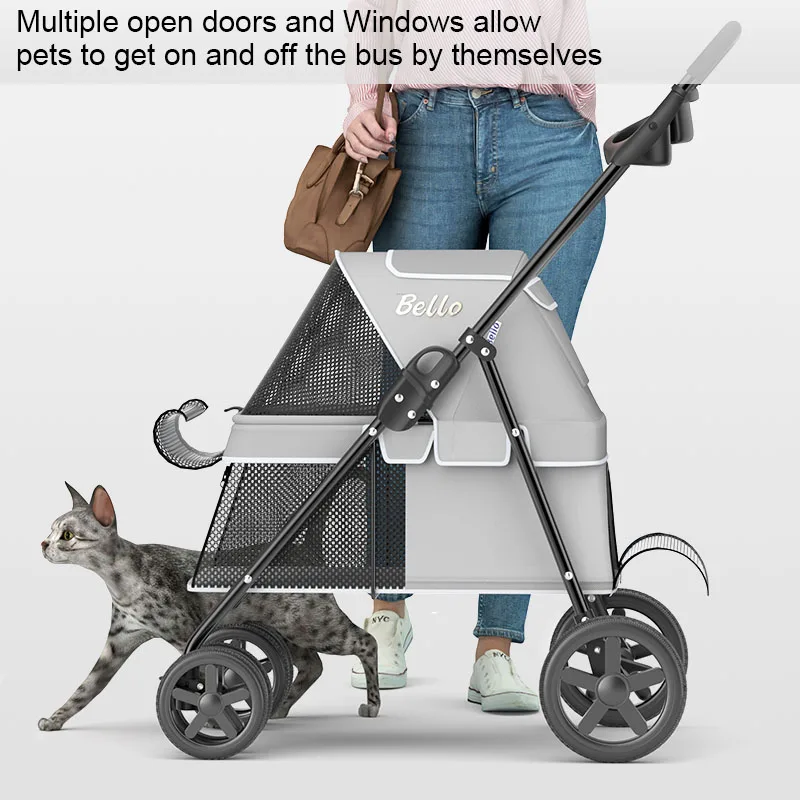 Wholesale pet travel outdoor walking ventilate stroller dog with 4 Wheels trolley
