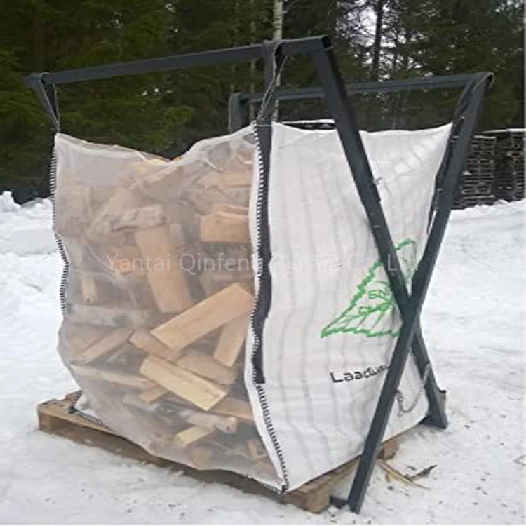 Low Cost Breathable FIBC Big Bag Canvas Firewood Plastic Ventilated Bulk Net Mesh Jumbo Packaging Bags for Sale