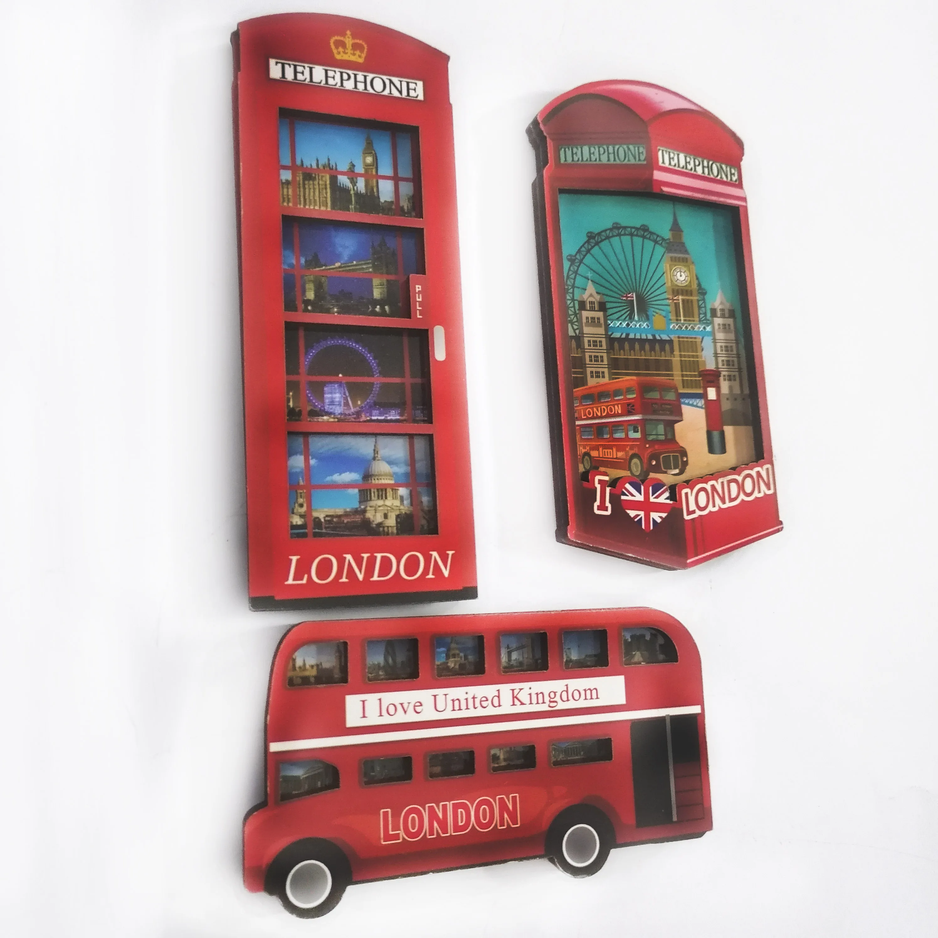 XS Ltd. Custom England London UK City Souvenir Medium 3D Wood Fridge Magnet Magnetic Sticker Foil  Material for Tourist Gifts