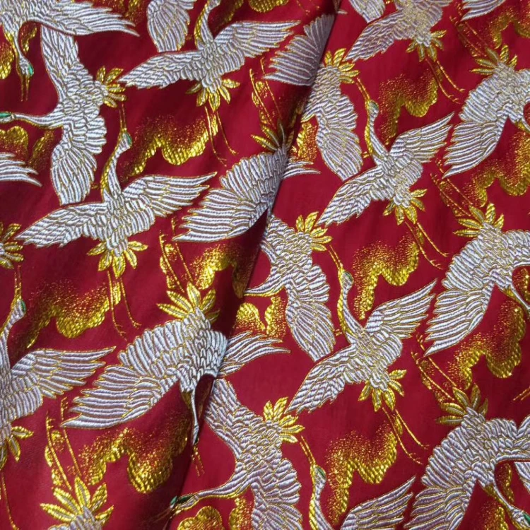 High grade metal silk brocade and Satin Jacquard wedding fabric