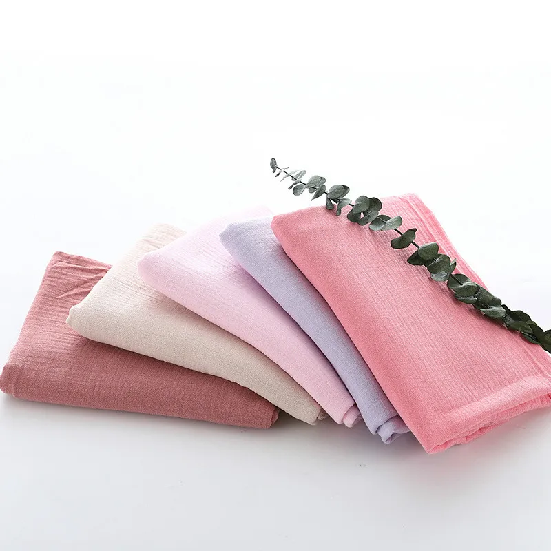 
cotton fabric Solid Color Double Gauze Cotton Crepe Fabric Breathable Cotton Crepe Fabric Slub Material 