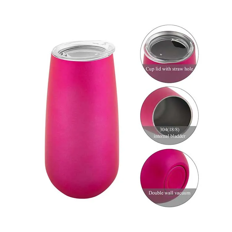Keep Warm More Than 6 Hours 6Oz Stainless Steel Reusable New flute  champagne Tumbler with lid