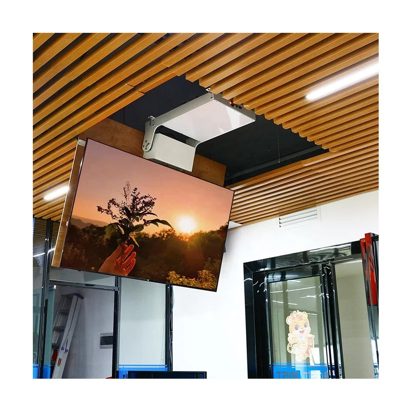 New Upgraded JG52 Retractable 0-115 Degrees adjustable ceiling Hidden flip down tv Mount motorized drop down tv lift mechanism