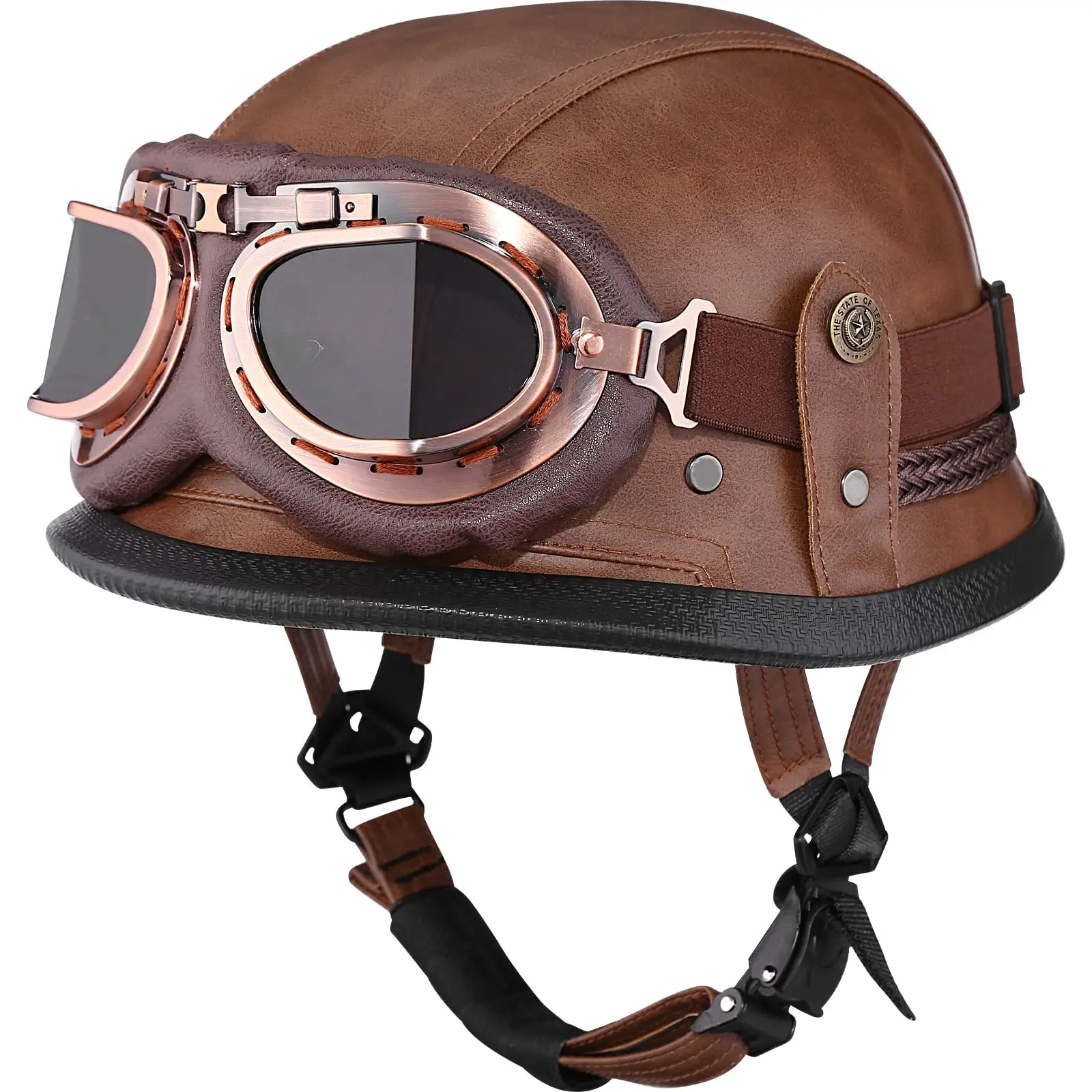 German style leather half face helmets for scooters, motorcycles, e-bikes with customized brands
