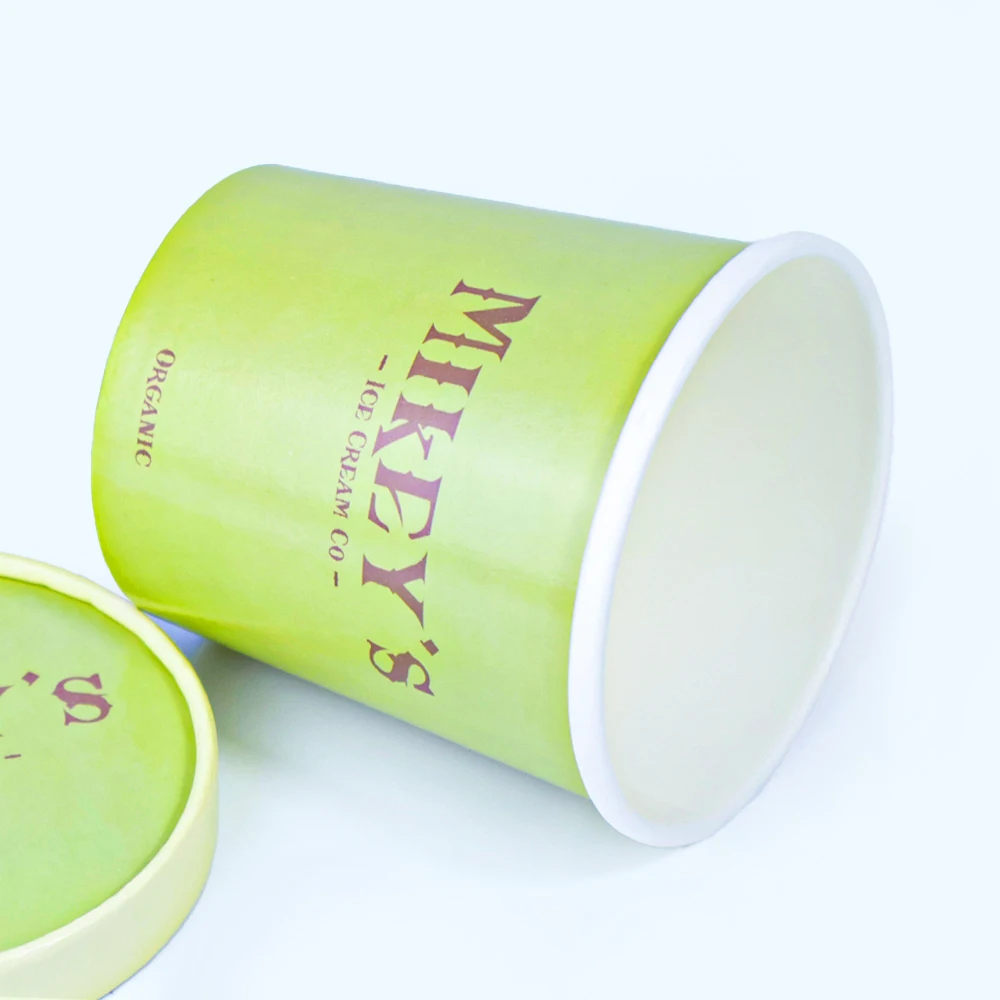 ZJPACK High Quality Custom Printed Disposable Ice Cream Disposable Paper Cup ice cream cup with lid