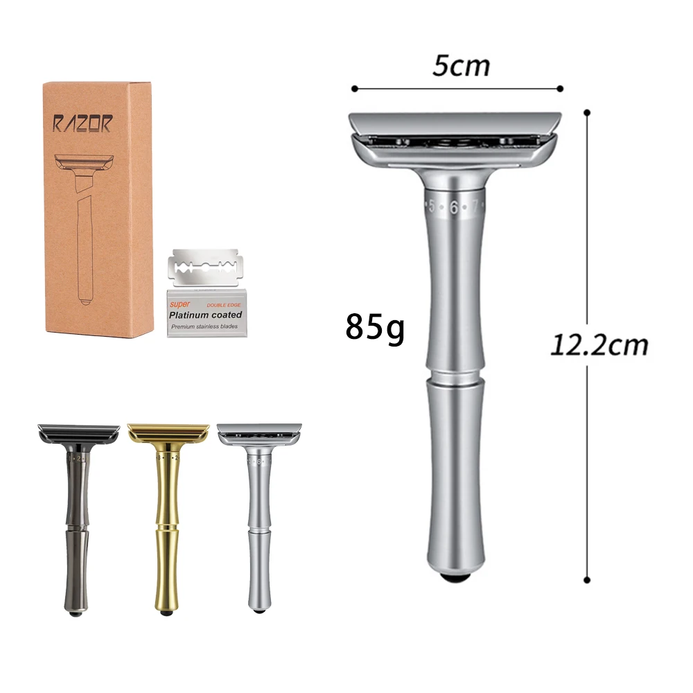 Spolo Double Edge Safety Razor Adjustable Sharpness Shaver With Stainless Steel Blades Twin Blade Shaving Razor For Man