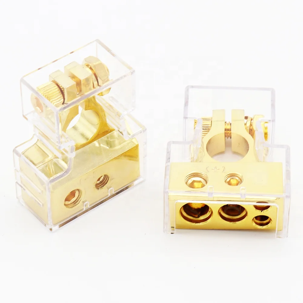 Copper Car Battery Terminals with 2 Clear Covers ,Car Battery Terminal Connectors Kit Positive and Negative(1 pair)