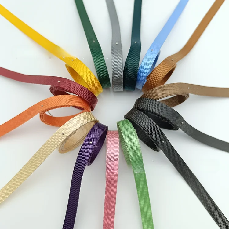 Customized Tubular Webbing Yellow 25Mm Nylon Tubular Webbing With Black Sewing Dots